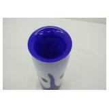 Hand-Blown Art Glass Vase Blue & White Swirl Pattern 10" tall by 5.5" wide