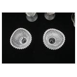 Vintage Waterford Crystal Ribbed Bowls; 10" tall Frosted Fenton? Strawberry Design