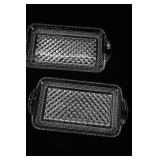 Vintage Waterford Crystal Ribbed Bowls; 10" tall Frosted Fenton? Strawberry Design