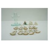 Vintage Department 56 Figurines; A Frame Cabinet Ornament; The Spirit of The Lord Crystal Cross Ceramic Angel Ornaments