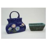 Cobalt Blue Ceramic Cookie Jar Purse; Hull Planter