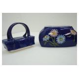 Cobalt Blue Ceramic Cookie Jar Purse; Hull Planter