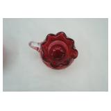 Vintage Fenton Cranberry Coin Dot Ruffed Top Pitcher