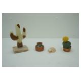 Cactus Home Decor Carved Stone; Vintage Dutch Art Ceramic Pottery Vase; Stone Hand Carved Turtle Paper Weight