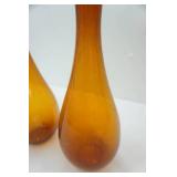 Vintage Pair of Amber Glass Vases