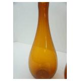 Vintage Pair of Amber Glass Vases