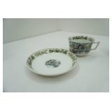 Set of 4 Adams Ironstone Mugs & Plates; Clear Mugs