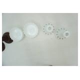 Vintage Milk Glass Candlestick Holders; Vintage Wooden Candle Stick Holders