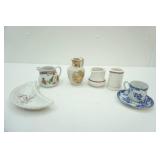 Vintage China Creamers, Sugars, Small Pitcher, Blue Transferware Tea Cup and Saucer