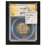 1964 Kennedy Half Dollar ANACS MS65