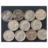 Silver War Nickel and Dime, Older Jefferson Nickels