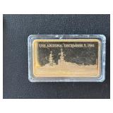 USS Arizona Memorial Gold Plated Bar