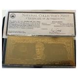 $100,000 Dollar 22K Gold Leaf Tribute Certificate