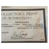 $100,000 Dollar 22K Gold Leaf Tribute Certificate