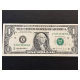 1995 Green Seal $1 Dollar Federal Reserve Note Uncirculated