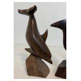 Hand Carved Hardwood Fish Sculptures - Dolphin, Marlin, Shark & Swordfish