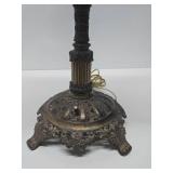 Larger Ornate Antique Brass Oil Lamp (Repair to Globe)