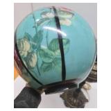 Larger Ornate Antique Brass Oil Lamp (Repair to Globe)