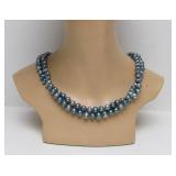 Long Strand of Blue Freshwater Pearls Necklace - 40"+ Length