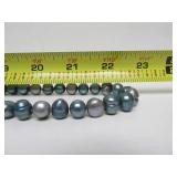 Long Strand of Blue Freshwater Pearls Necklace - 40"+ Length