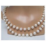 Long Strand of Freshwater Pearls & Rose Quartz Necklace - 50"+ Length
