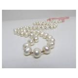 Long Strand of Freshwater Pearls & Rose Quartz Necklace - 50"+ Length