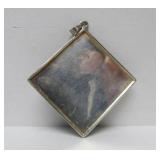 Vintage Diamond Shaped Sterling Silver & Lapis Pendant - Signed Kervan