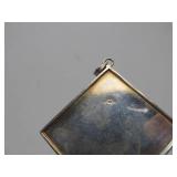 Vintage Diamond Shaped Sterling Silver & Lapis Pendant - Signed Kervan