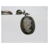 Vintage Carved Shell/Abalone & Sterling Silver Cameo Earrings