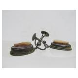 Vintage Carved Shell/Abalone & Sterling Silver Cameo Earrings