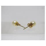 14K Gold & Genuine Pearl Earrings