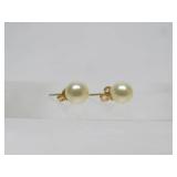 14K Gold & Genuine Pearl Earrings