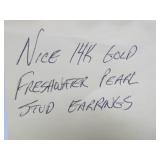 14K Gold & Genuine Pearl Earrings