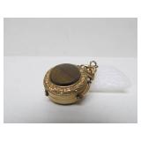 Antique Victorian Gold Filled Locket w/Onyx & Tiger Eye