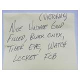 Antique Victorian Gold Filled Locket w/Onyx & Tiger Eye