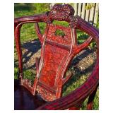 Exceptional Chinese Carved Burled Wood Set of 2 "Antler" Armchairs & Matching Table