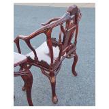Exceptional Chinese Carved Burled Wood Set of 2 "Antler" Armchairs & Matching Table