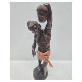 LARGE Vintage 28" Hand Carved Wood Headhunter Sculpture