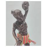 LARGE Vintage 28" Hand Carved Wood Headhunter Sculpture