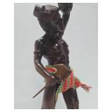 LARGE Vintage 28" Hand Carved Wood Headhunter Sculpture