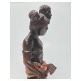 LARGE Vintage 28" Hand Carved Wood Headhunter Sculpture