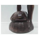 LARGE Vintage 28" Hand Carved Wood Headhunter Sculpture