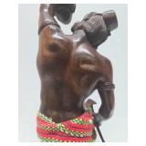 LARGE Vintage 28" Hand Carved Wood Headhunter Sculpture