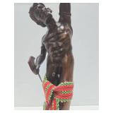 LARGE Vintage 28" Hand Carved Wood Headhunter Sculpture