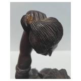 LARGE Vintage 28" Hand Carved Wood Headhunter Sculpture