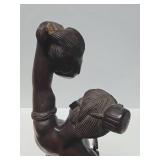 LARGE Vintage 28" Hand Carved Wood Headhunter Sculpture