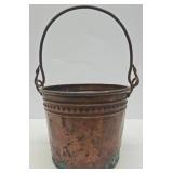 Old Antique Copper Pail w/Wrought Iron Handle