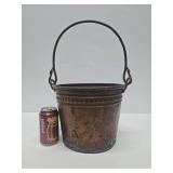 Old Antique Copper Pail w/Wrought Iron Handle