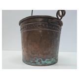 Old Antique Copper Pail w/Wrought Iron Handle