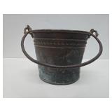 Old Antique Copper Pail w/Wrought Iron Handle